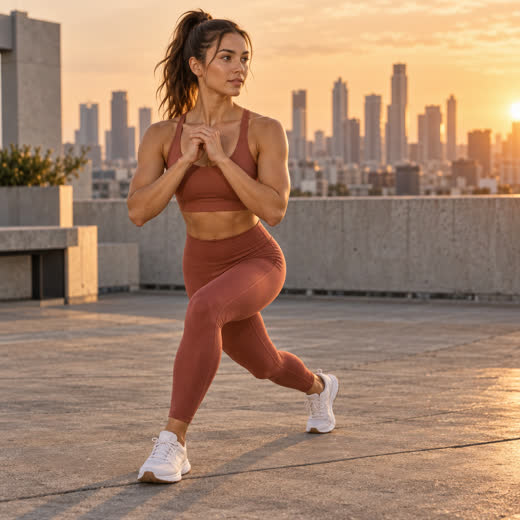 Woman doing curtsy lunges